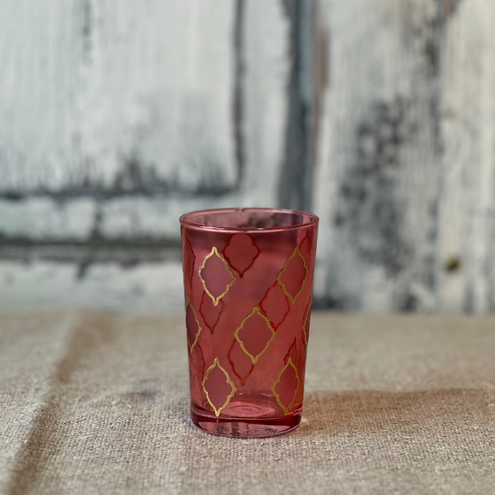 Gold Diament Tea Light Holder in Red at Home Smith
