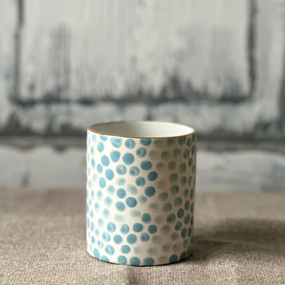 Jill Rosenwald Jilly Vase with Microdot Pattern in Cadet at Home Smith