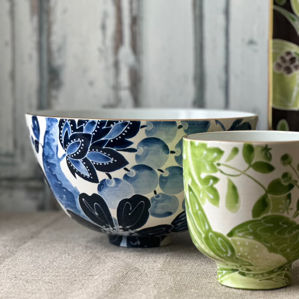 Jill Rosenwald Le Bird Pattern in Prussian Large Mimi Bowl at Home Smith