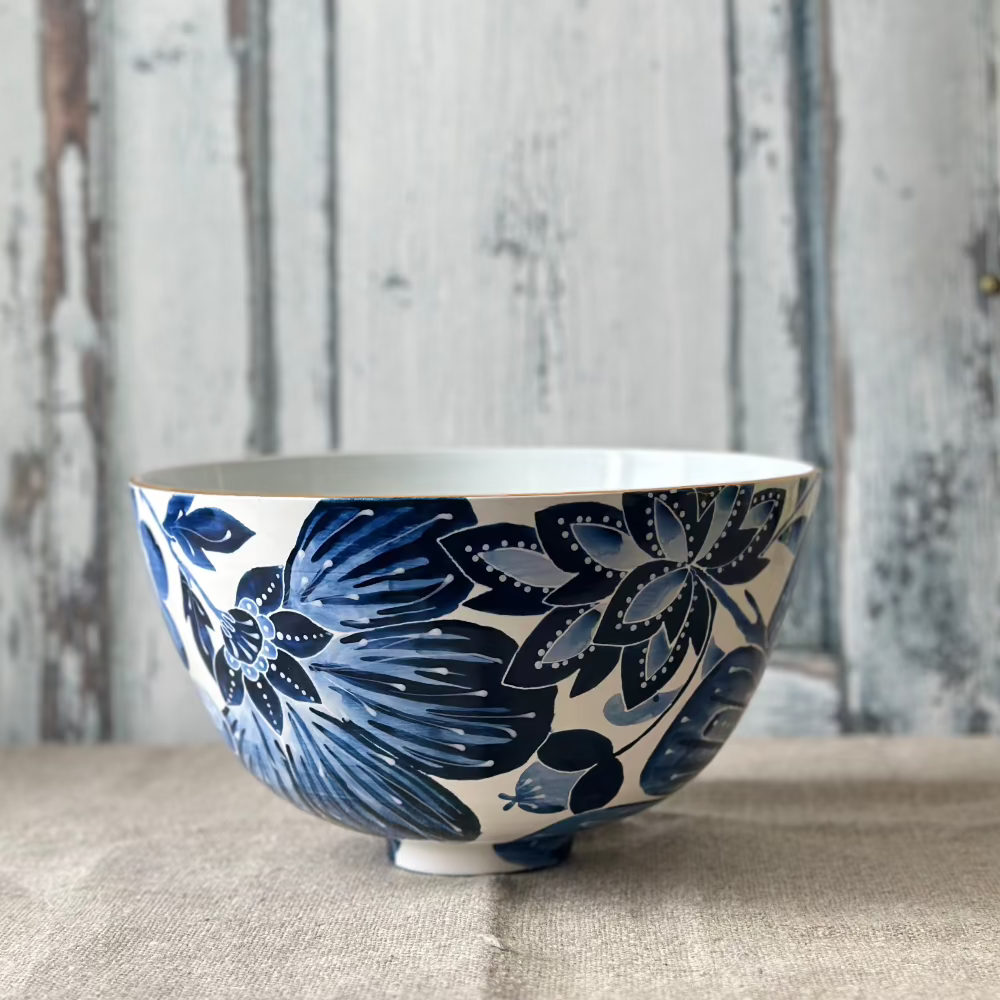 Jill Rosenwald Le Bird Pattern in Prussian Large Mimi Bowl at Home Smith