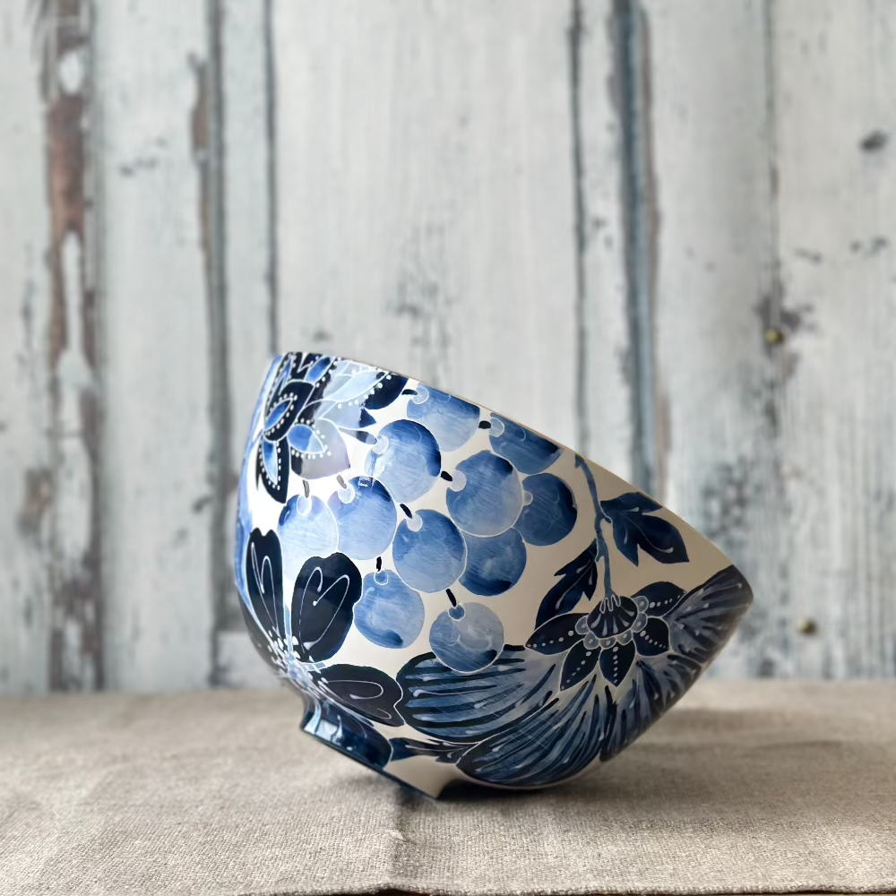 Jill Rosenwald Le Bird Pattern in Prussian Large Mimi Bowl at Home Smith