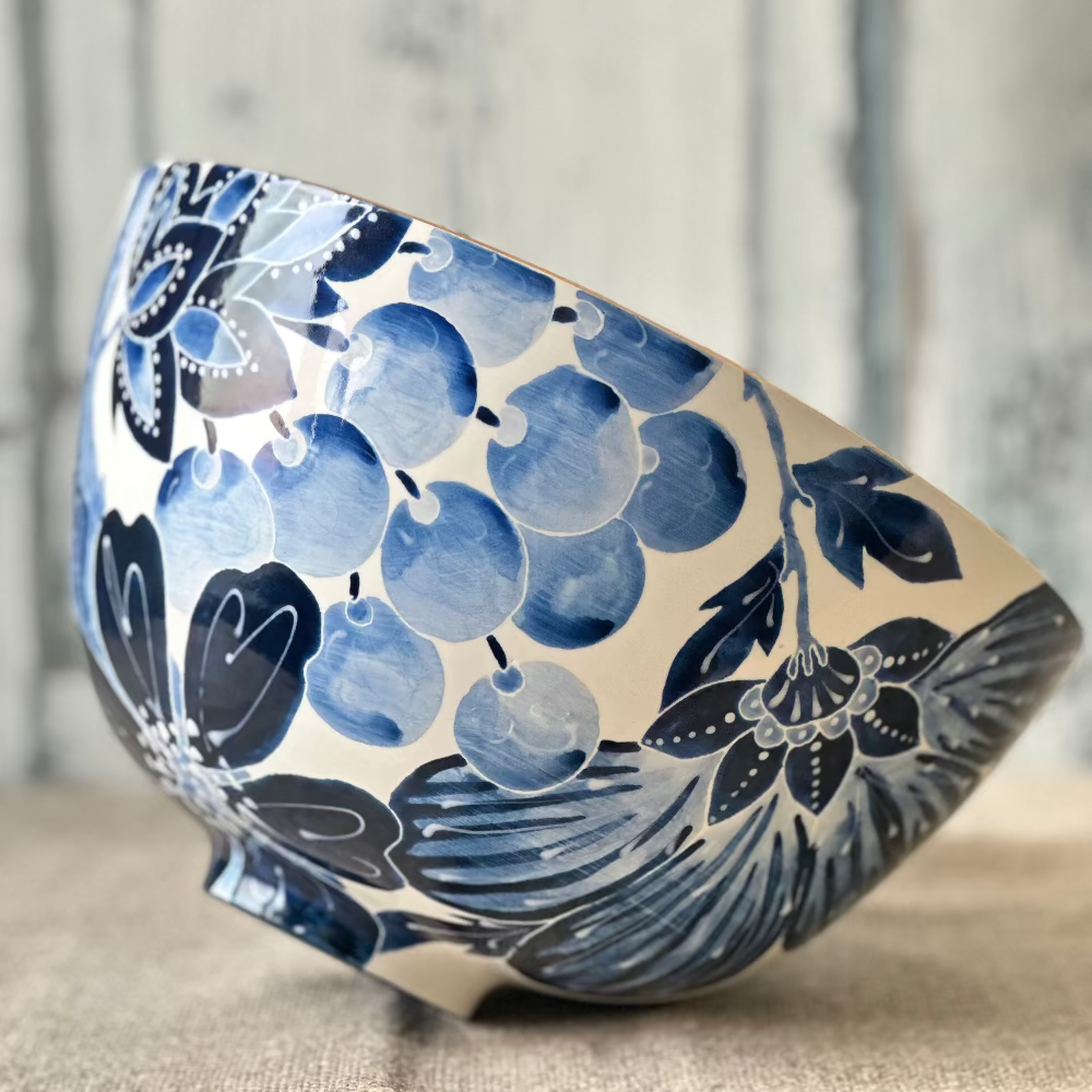 Jill Rosenwald Le Bird Pattern in Prussian Large Mimi Bowl at Home Smith