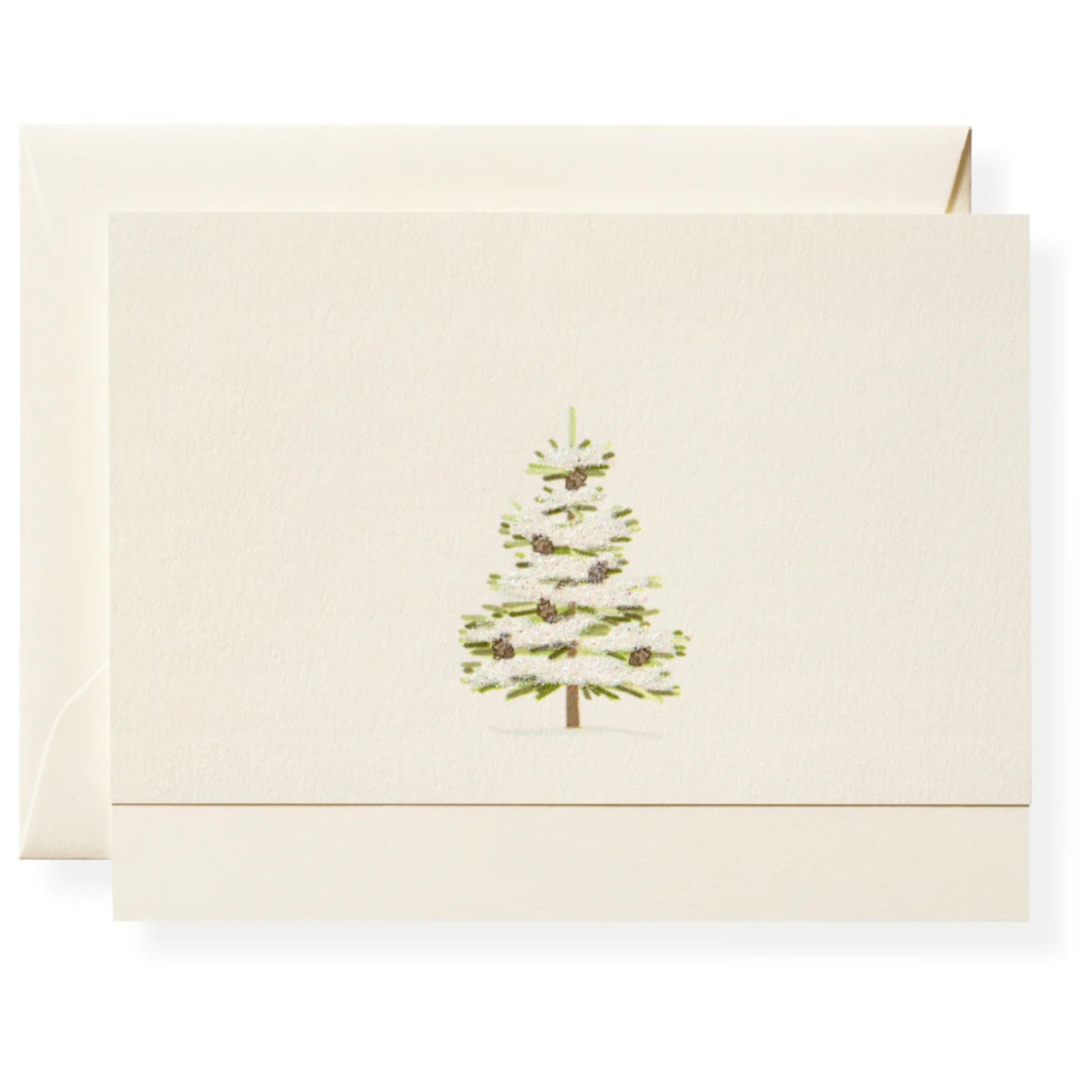 Beige card with a Christmas tree illustration on a white background