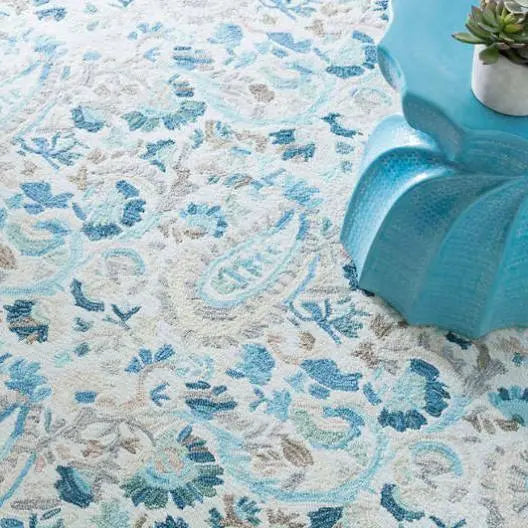 Ines Blue Micro Hooked Wool Rug - Home Smith