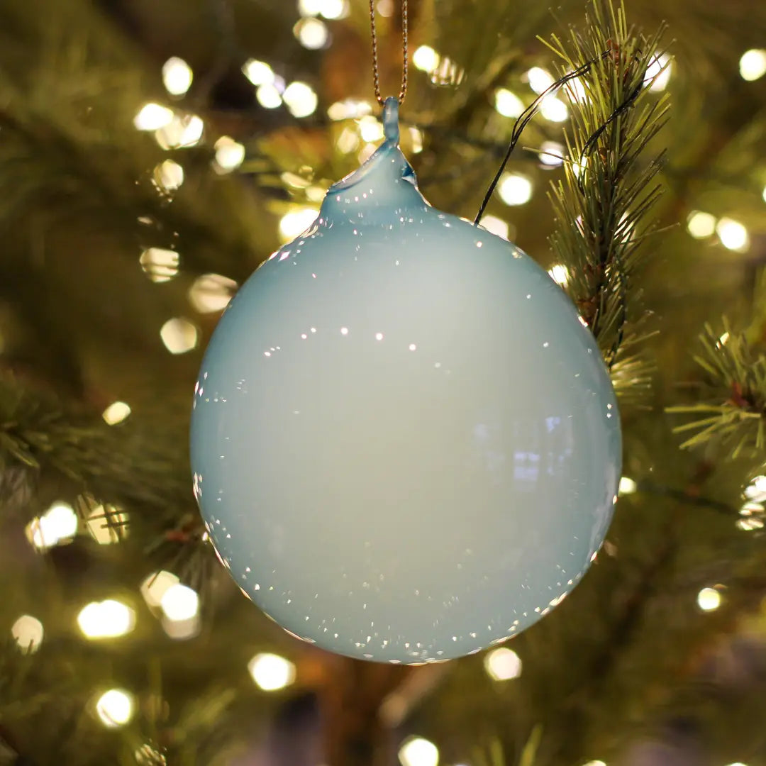 Jim Marvin Bubblegum Glass Ornament in Aqua Blue - Home Smith
