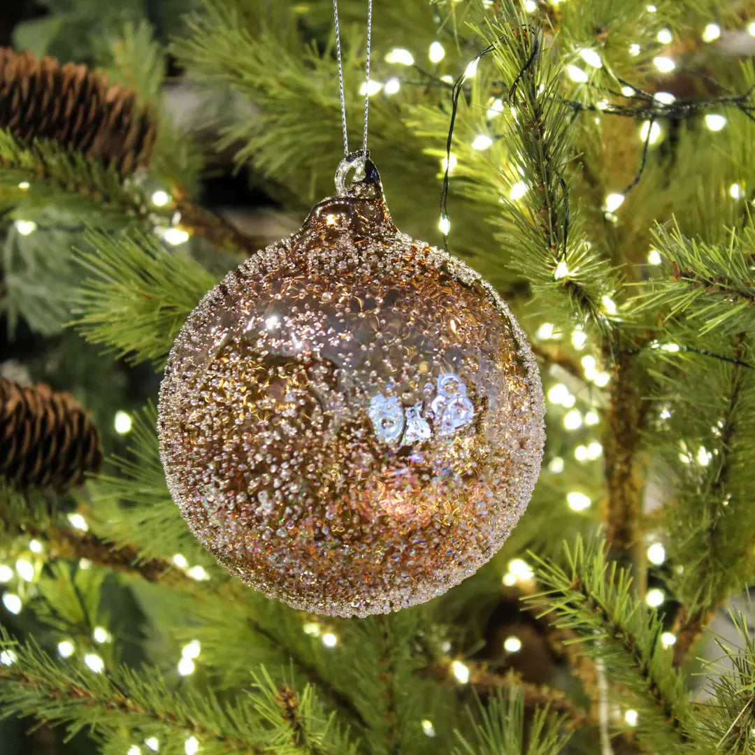 Jim Marvin Clear Glass Beaded Ornament in Bronze - Home Smith