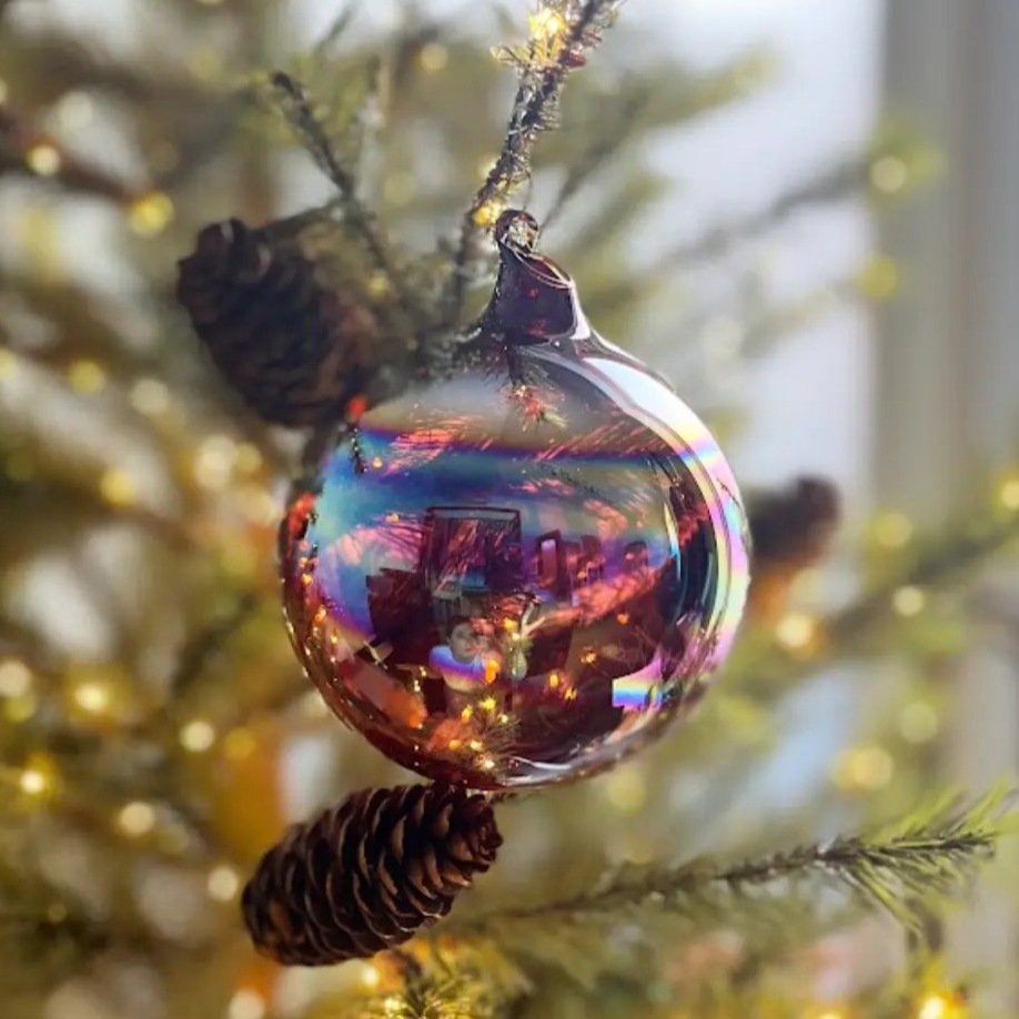 Home Smith Jim Marvin Clear Iridescent Ornaments in Golden Teak Winward Holiday Ornaments