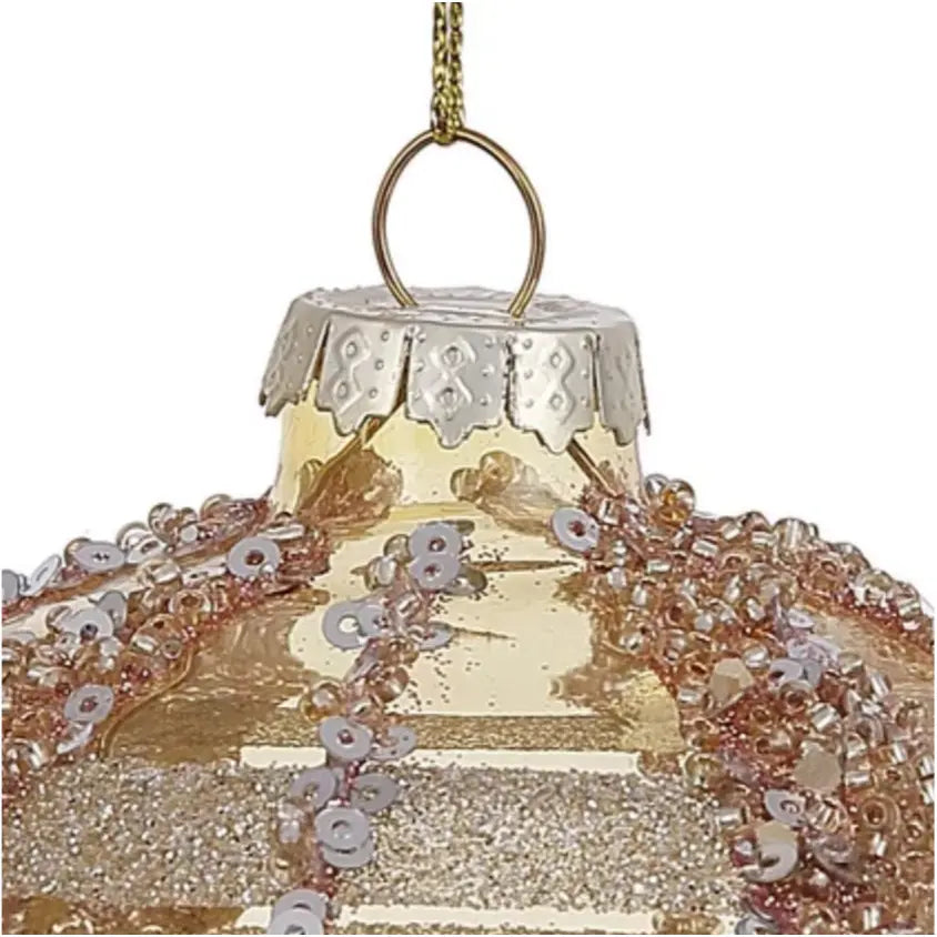 Home Smith Jim Marvin Glamorous Plaid Glass Ornaments in Gold Winward Holiday Ornaments
