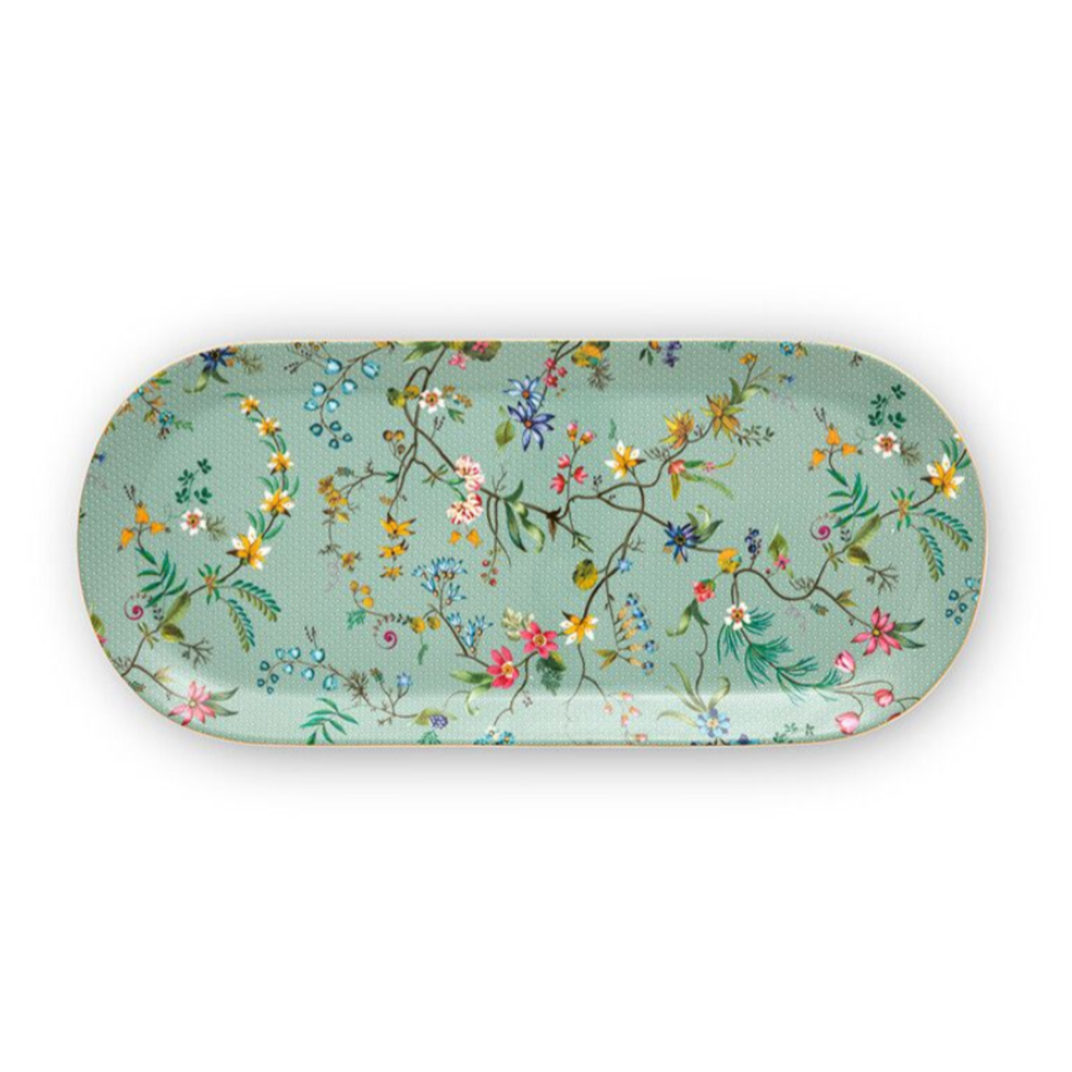 Jolie Collection by Pip Studio Multi Colour Flowers Blue Cake Tray in Porcelain at Home Smith