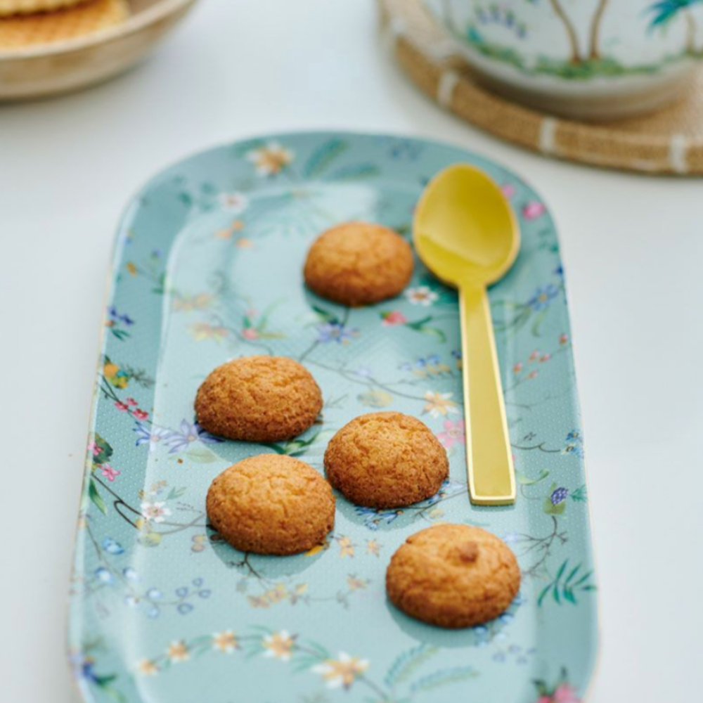 Jolie Collection by Pip Studio Multi Colour Flowers Blue Cake Tray in Porcelain at Home Smith