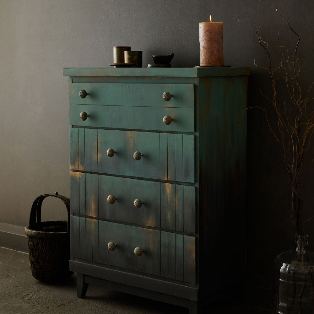 Alchemy Limestone and Chalk Furniture Paint by Fusion in Juniper at Home Smith