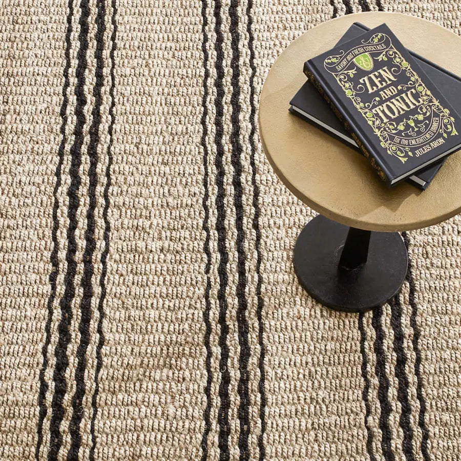 Jute Ticking Black Rug - Home Smith