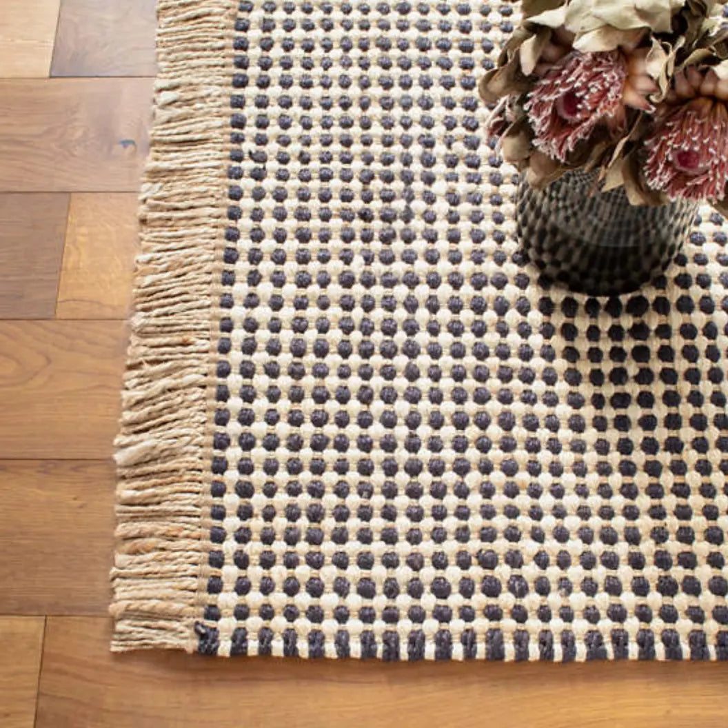 Kuba Black Woven Jute Rug - Home Smith