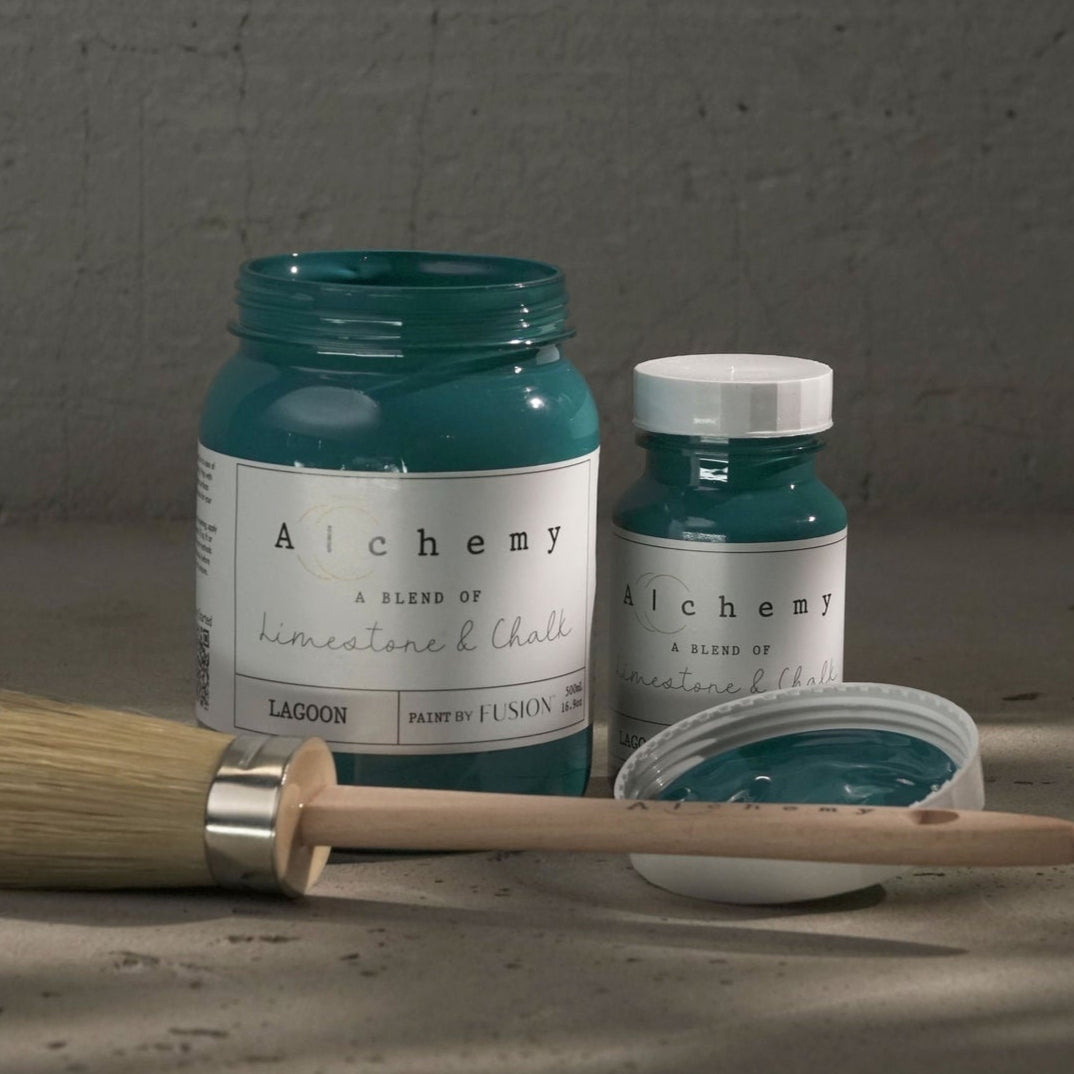 Alchemy Limestone and Chalk Furniture Paint by Fusion in Lagoon at Home Smith