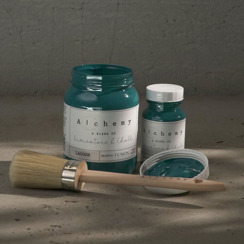 Alchemy Limestone and Chalk Furniture Paint by Fusion in Lagoon at Home Smith