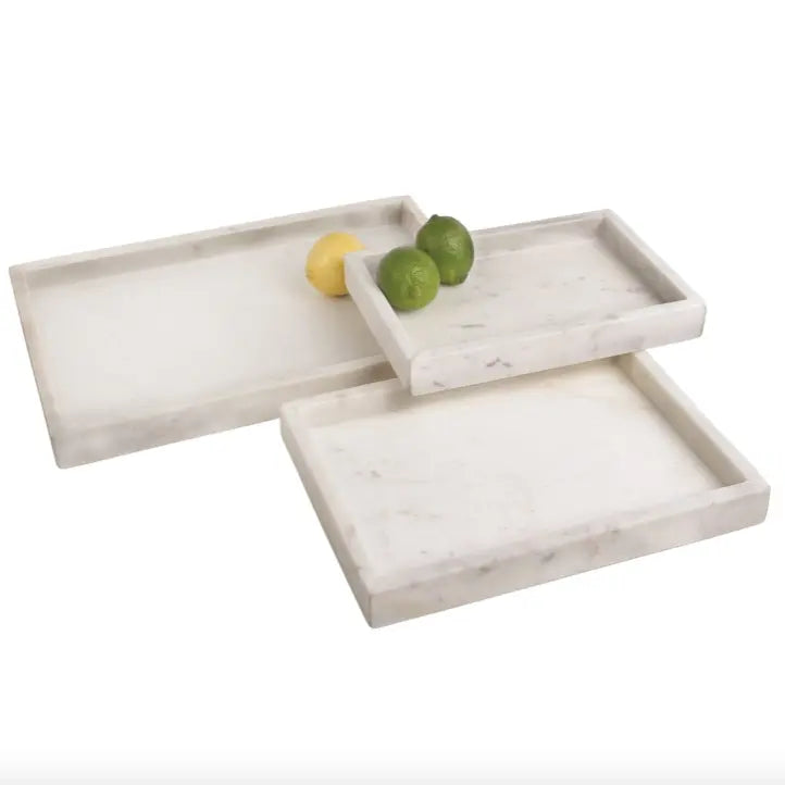 Tempa 40cm Emerson Marble Handled Rectangle Food Serving Tray/Board/Plate  White