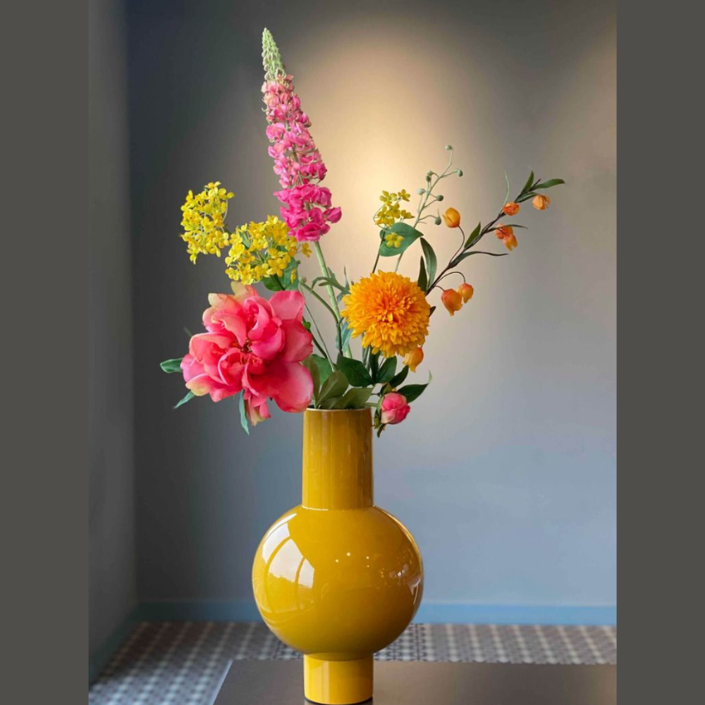 Medium Ocher Modern Metal Pip Studio Vase at Home Smith