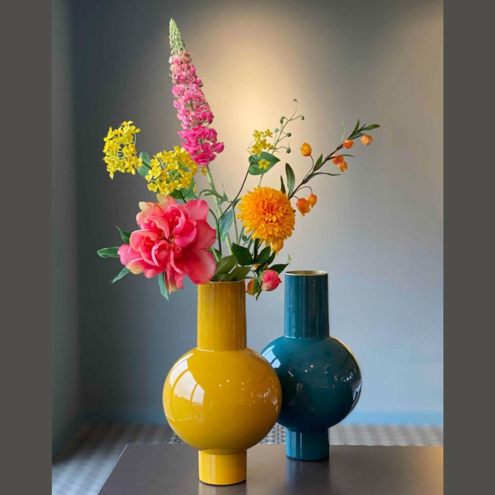 Medium Ocher Modern Metal Pip Studio Vase at Home Smith