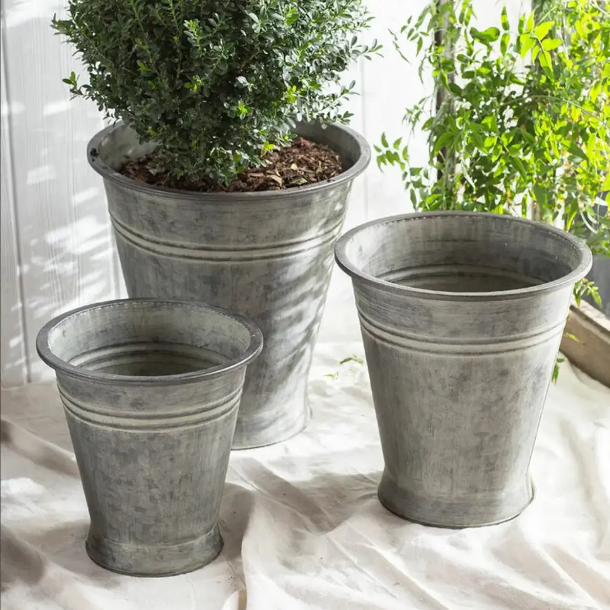 Metal Bucket Planters with Copper FInish - Home Smith