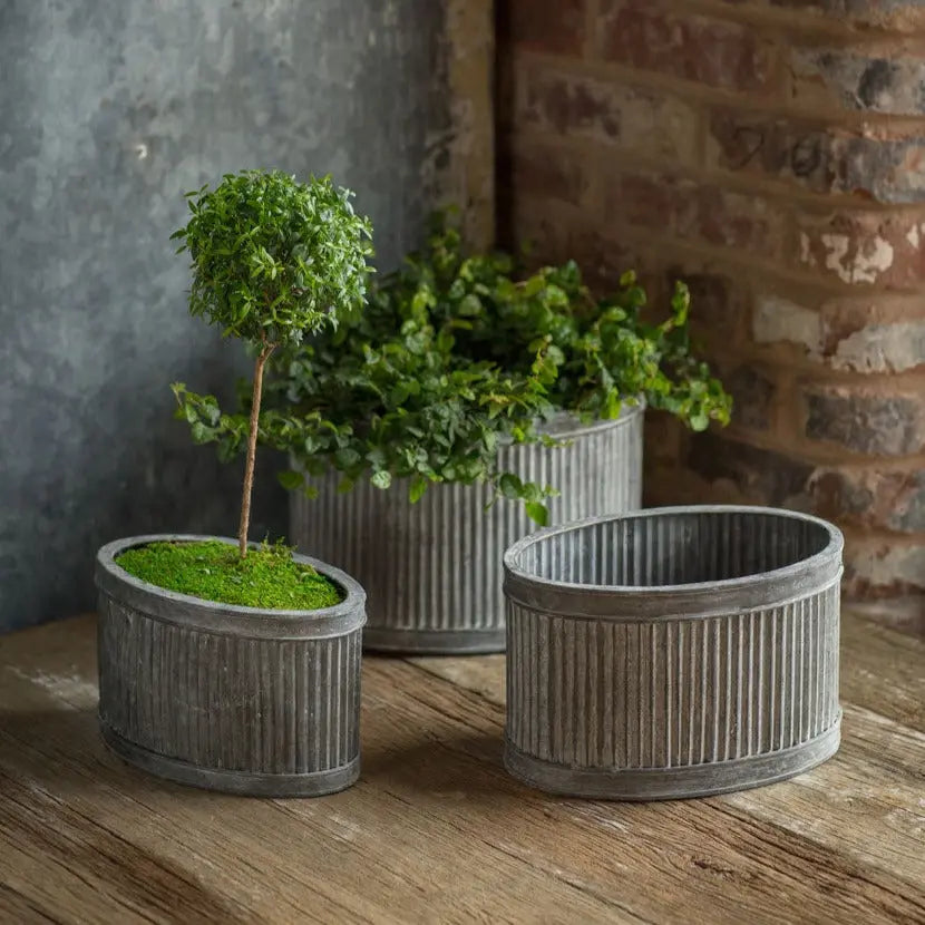 Metal Ribbed Oval Planters Home Smith