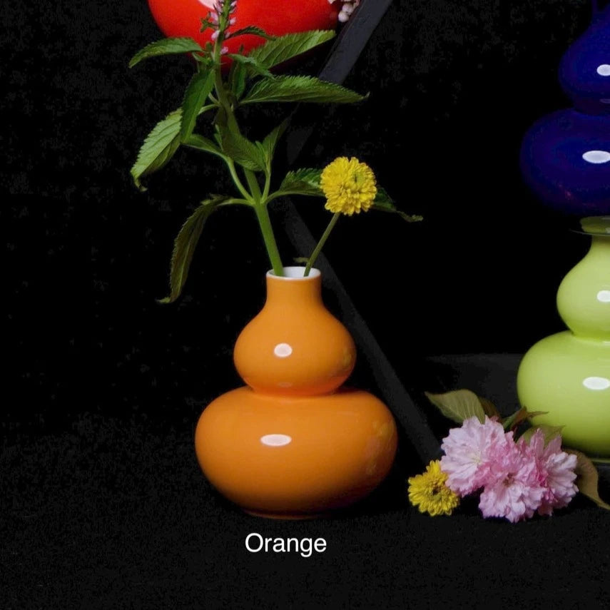 Double Gourd Orange Porcelain mini Vase from Middle Kingdom at Home Smith
