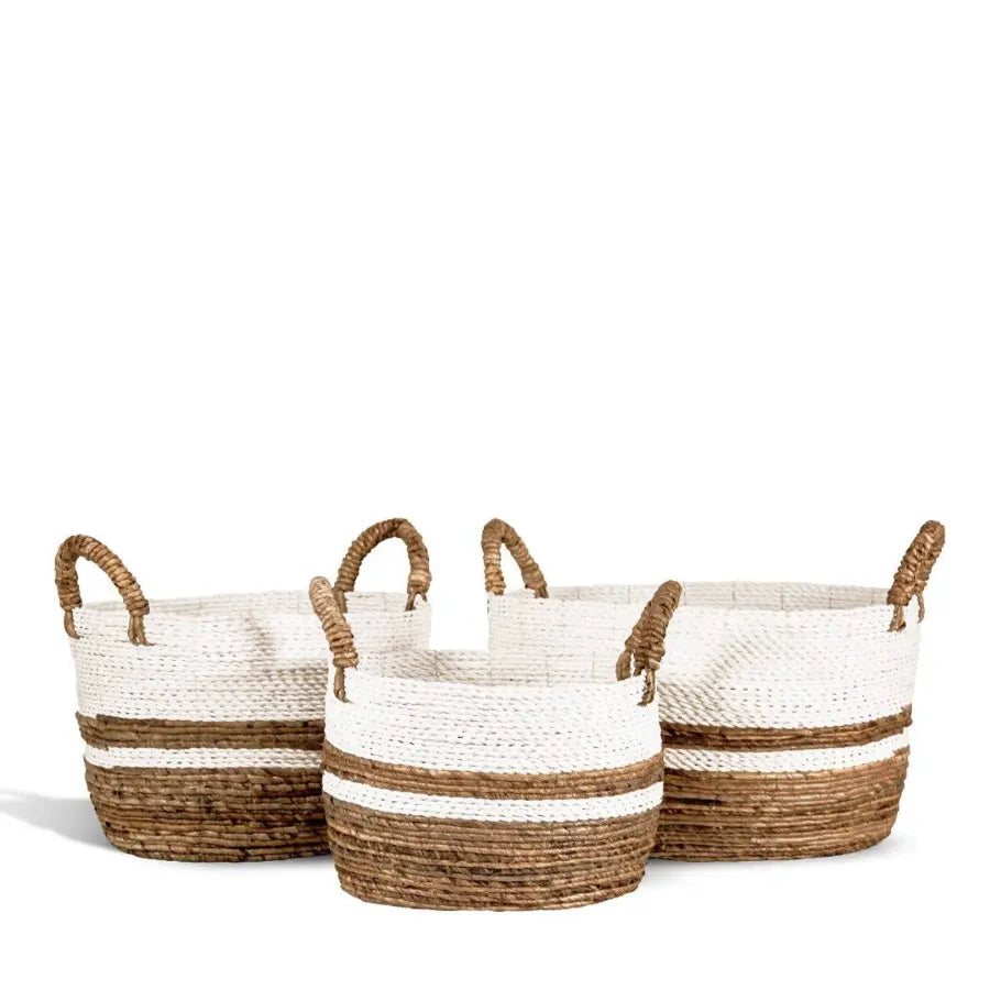 Oval Banana Leaf Baskets with White Trim - Home Smith