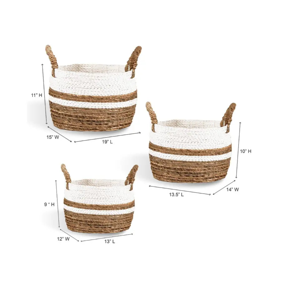 Oval Banana Leaf Baskets with White Trim - Home Smith