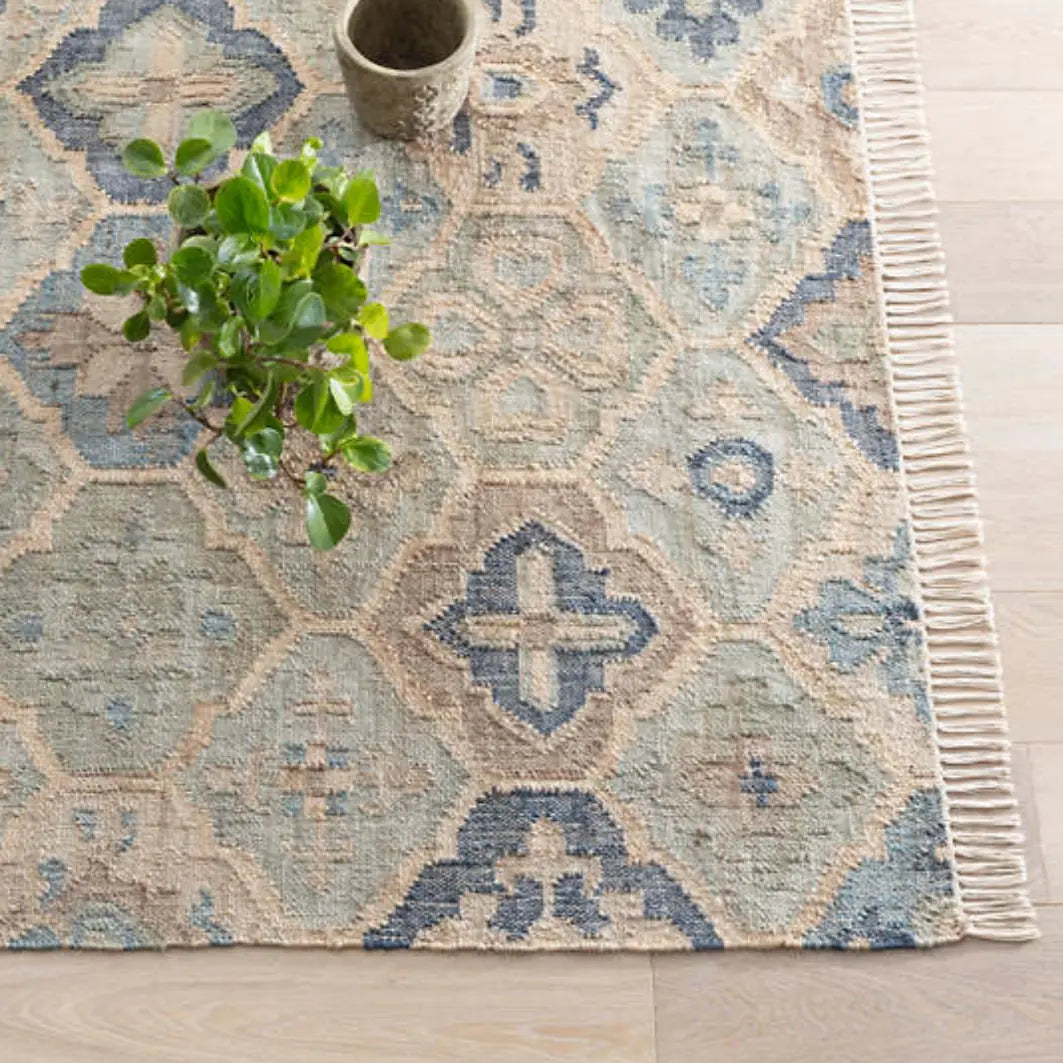 Pali Blue Woven Jute Rug - Home Smith