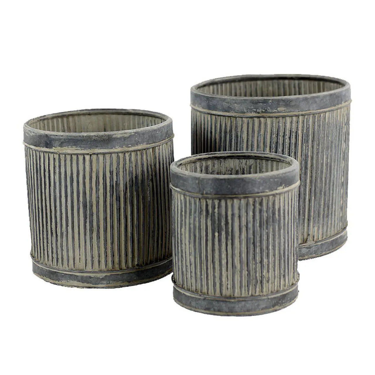 Round Metal Ribbed Riser Planters Home Smith
