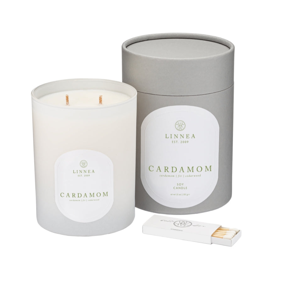 Cardamom Candle and Packaging at Home Smith