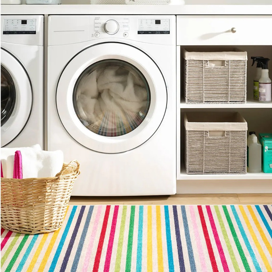 Home Smith Rainbow Stripe Multi Machine Washable Rug Dash & Albert Rugs - Washable