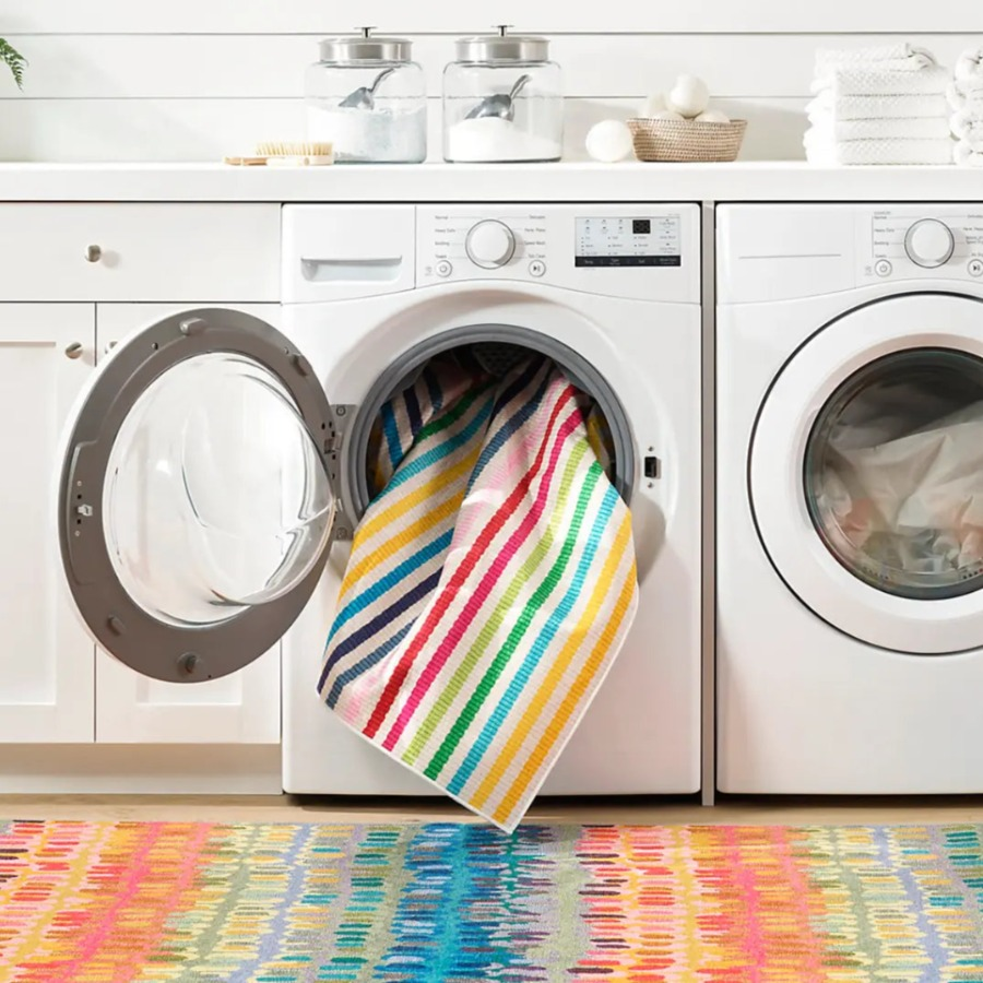 Home Smith Rainbow Stripe Multi Machine Washable Rug Dash & Albert Rugs - Washable