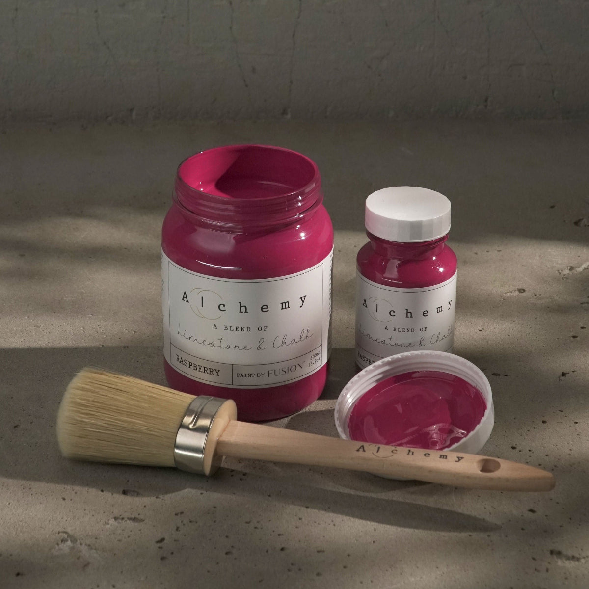 Alchemy Limestone and Chalk Furniture Paint by Fusion in Raspberry at Home Smith