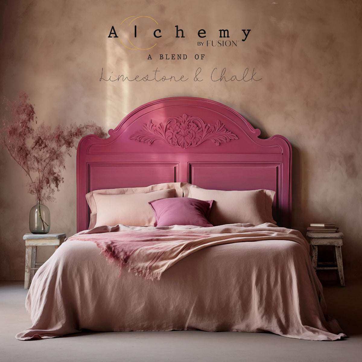 Alchemy Limestone and Chalk Furniture Paint by Fusion in Raspberry at Home Smith