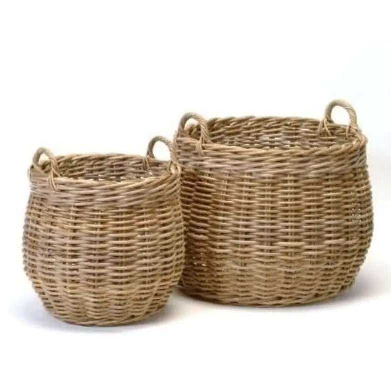 Round Grey Rattan Baskets - Home Smith