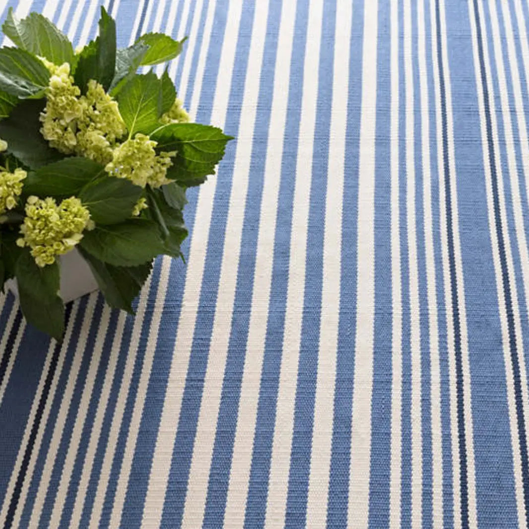 Rugby Stripe Denim Indoor/Outdoor Rug - Home Smith