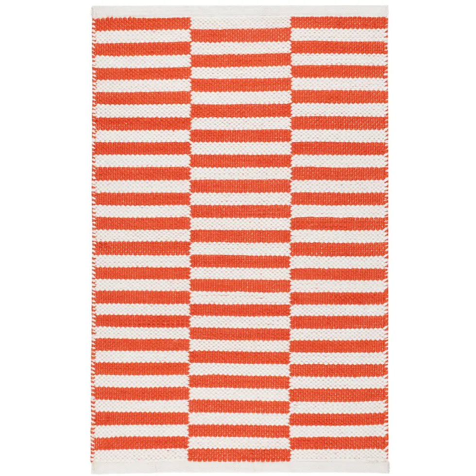 Home Smith Sailing Stripe Tangerine Indoor/Outdoor Rug Dash & Albert Rugs - P.E.T.