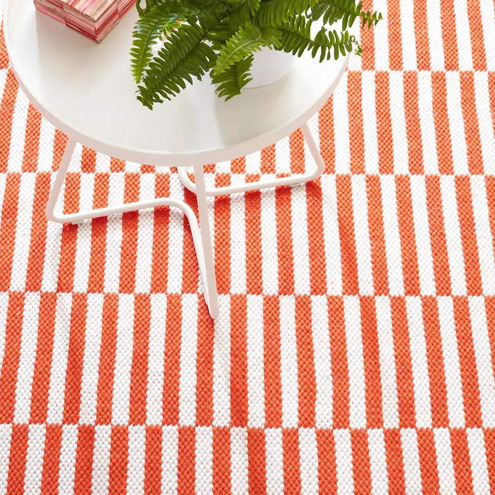 Home Smith Sailing Stripe Tangerine Indoor/Outdoor Rug Dash & Albert Rugs - P.E.T.