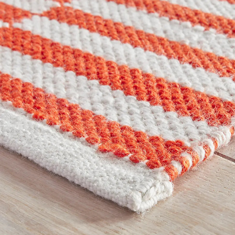 Home Smith Sailing Stripe Tangerine Indoor/Outdoor Rug Dash & Albert Rugs - P.E.T.