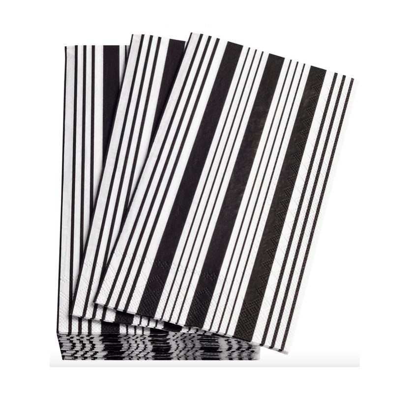 Serviettes de table d'invité noires à rayures Birmingham