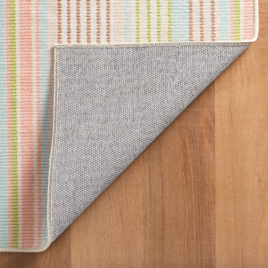 Ana Ticking Stripe in Aqua Machine Washable Rug at Home Smith
