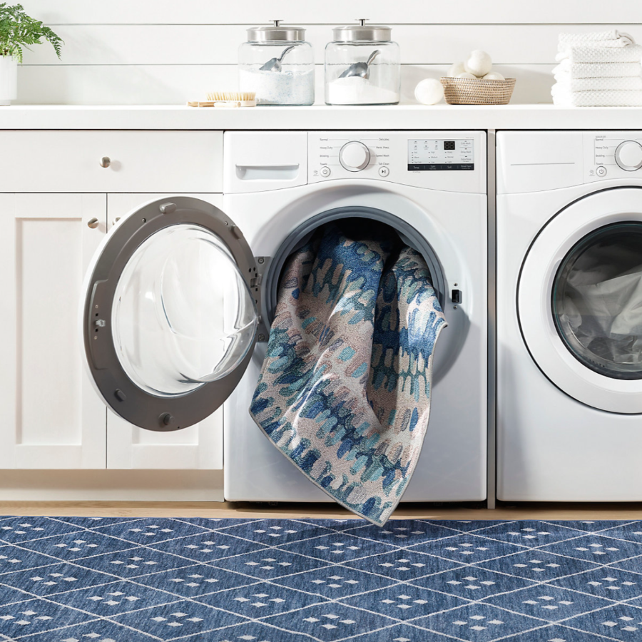 Paint Chip Blue Machine Washable Rug from Annie Selke at Home Smith