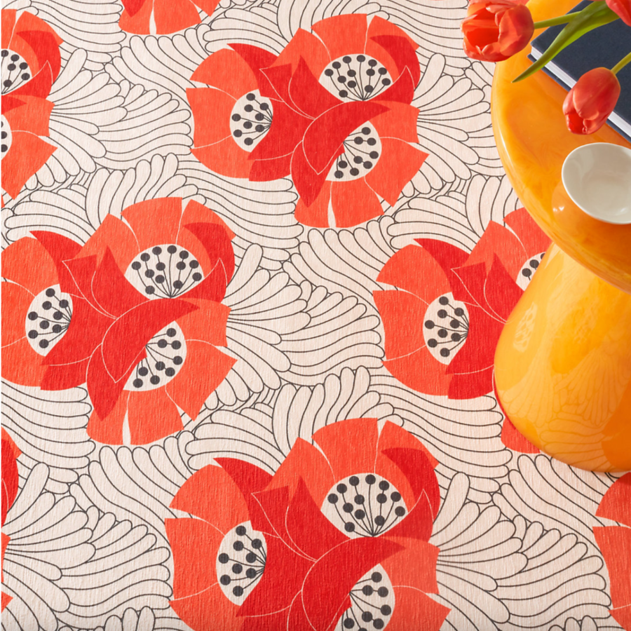 Japanese Poppy Multi Machine Washable Rug