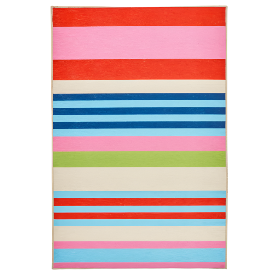 Tapis lavable en machine multicolore à rayures de plage