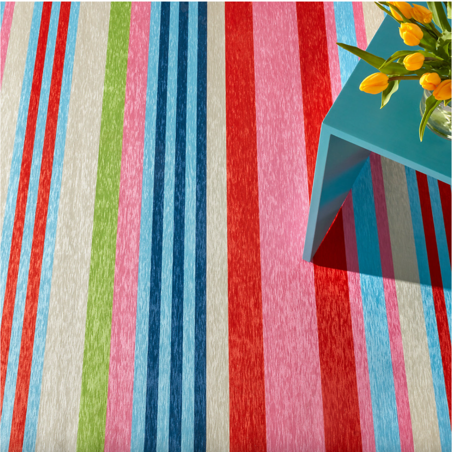 Beach Stripe Multi Machine Washable Rug