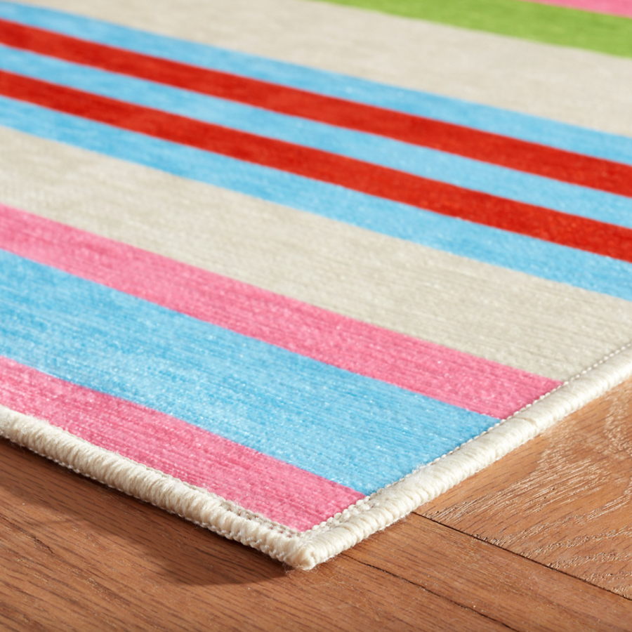 Tapis lavable en machine multicolore à rayures de plage