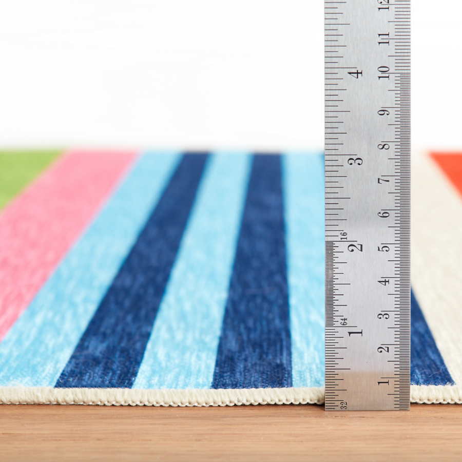 Tapis lavable en machine multicolore à rayures de plage