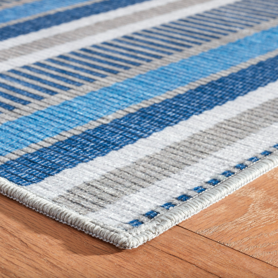 Always Greener Blue Grey Machine Washable Rug