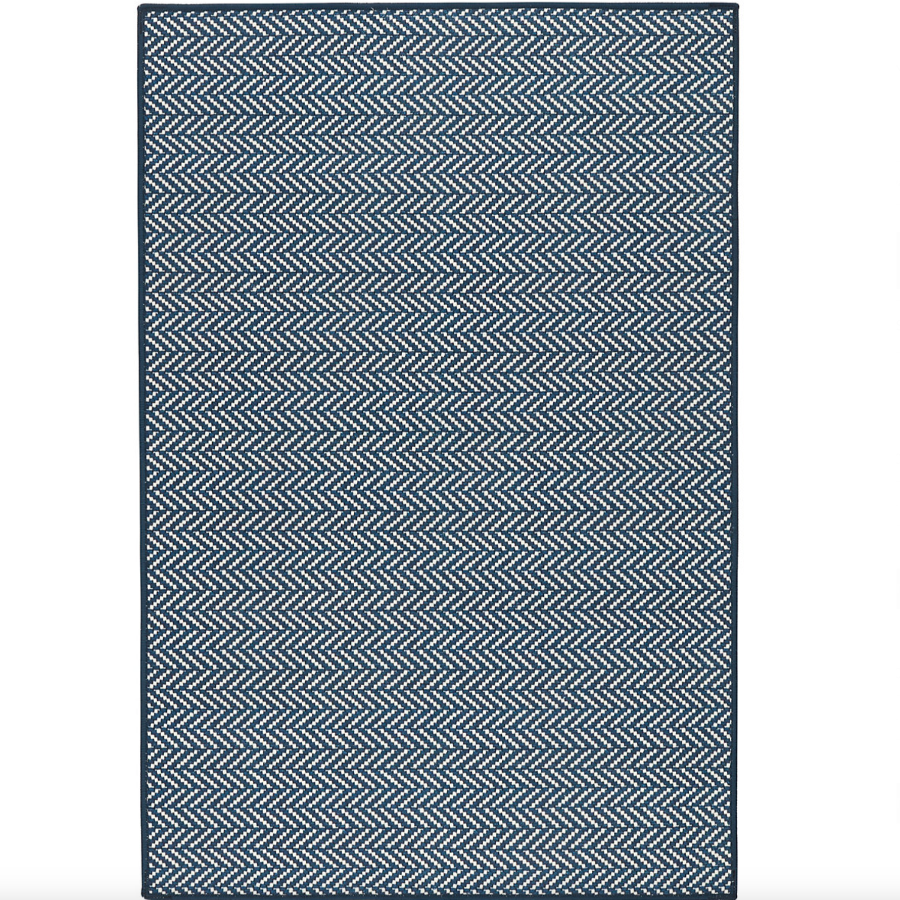 Dash and Albert Navy Herringbone washable rug at Home Smith