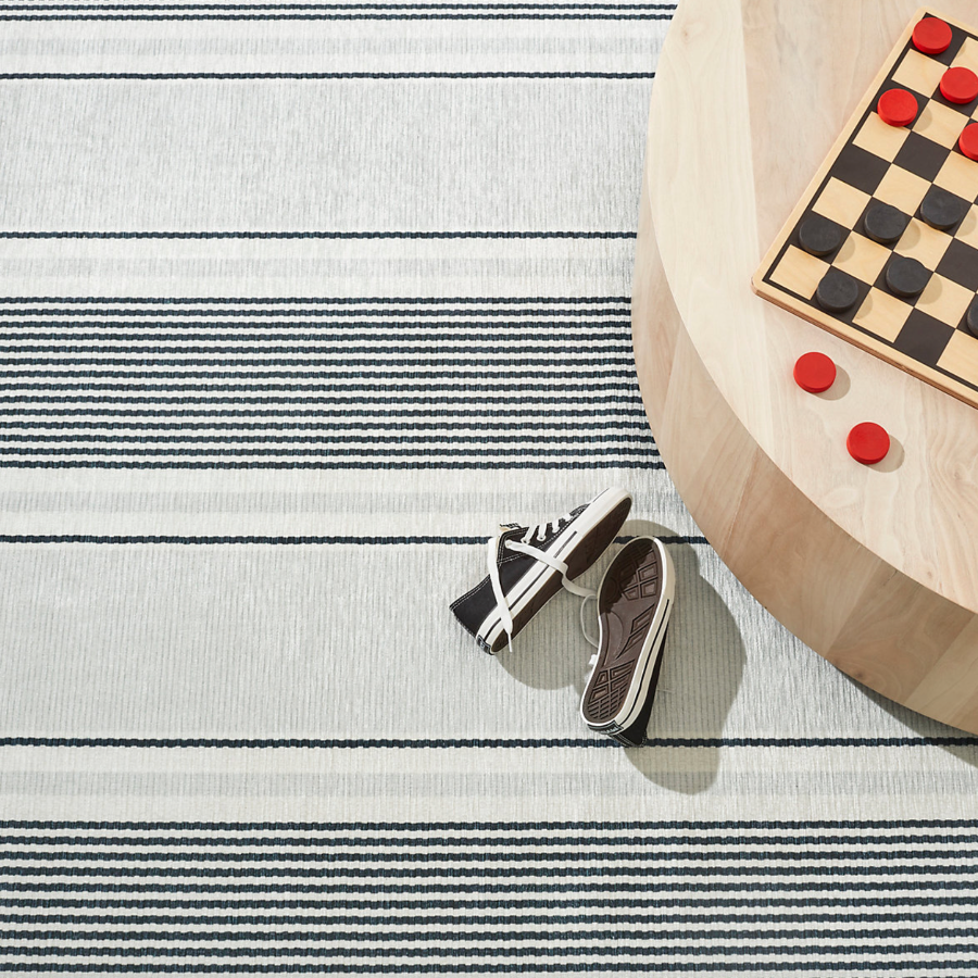 Gunner Stripe Grey Machine Washable Rug at Home Smith